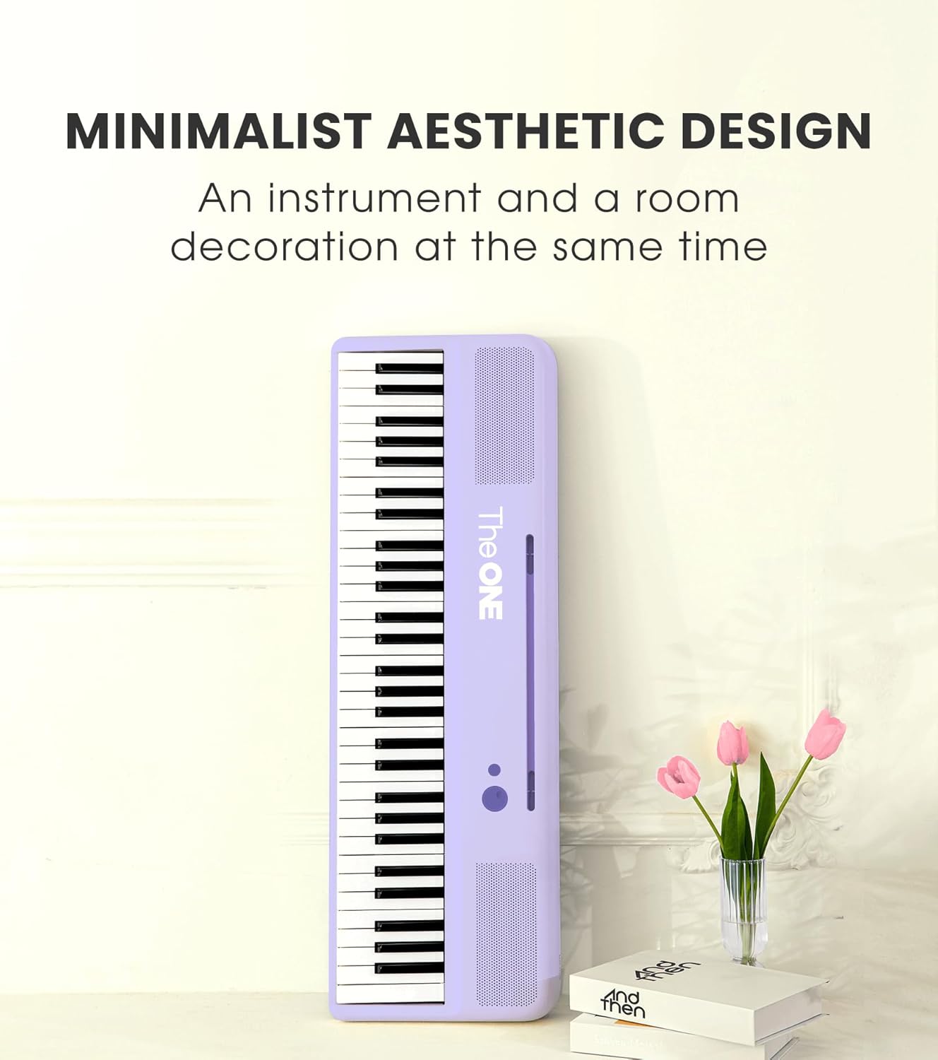 The ONE Smart Keyboard COLOR 61 Lighted Keys Piano Keyboard, Electric Piano for Beginners with 256 Tones, 64 Polyphony, Built-in LED Lights & Apps, Supports USB MIDI/Headphones (Purple)