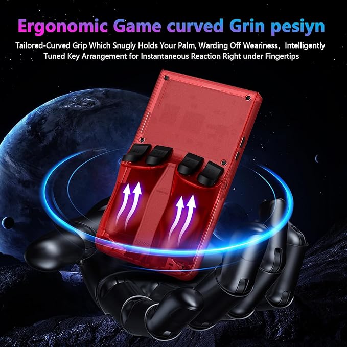 R36MAX Retro Handheld Game Console, 4.0 Inch 720x720 IPS Screen, Built-in 22,000+ Classic Game, Portable Hand Held Open Source Linux System, 4000mAh Battery Retro Gaming Console (Red 128GB)