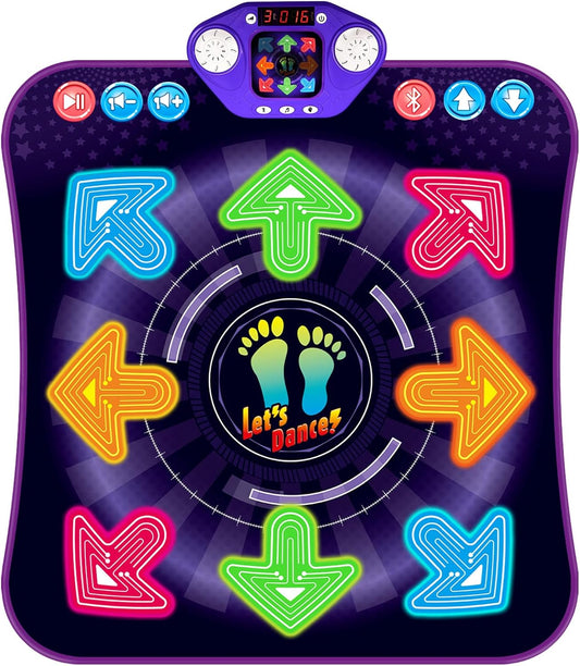 Dance Mat Toys for 3-12 Year Old Kids, Light Up 8 Buttons Dance Mats with Bluetooth, Music Dance Game Toy with 7 Game Modes, Christmas Birthday Gifts for 3 4 5 6 7 8 9 10+ Year Old Girls Boys