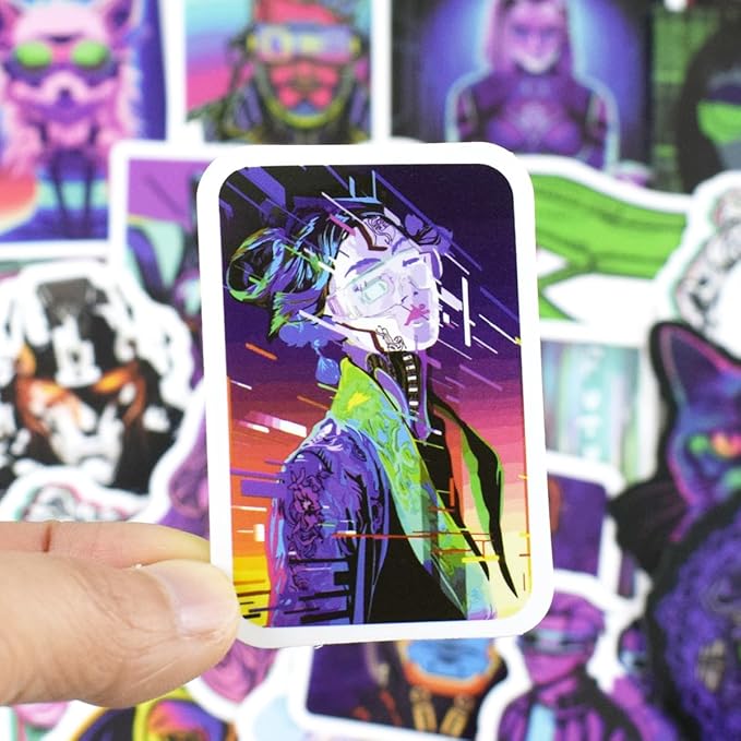 Qtl Cyberpunk Stickers - 75pcs Vaporwave Stickers for Laptop & Water Bottle - Waterproof