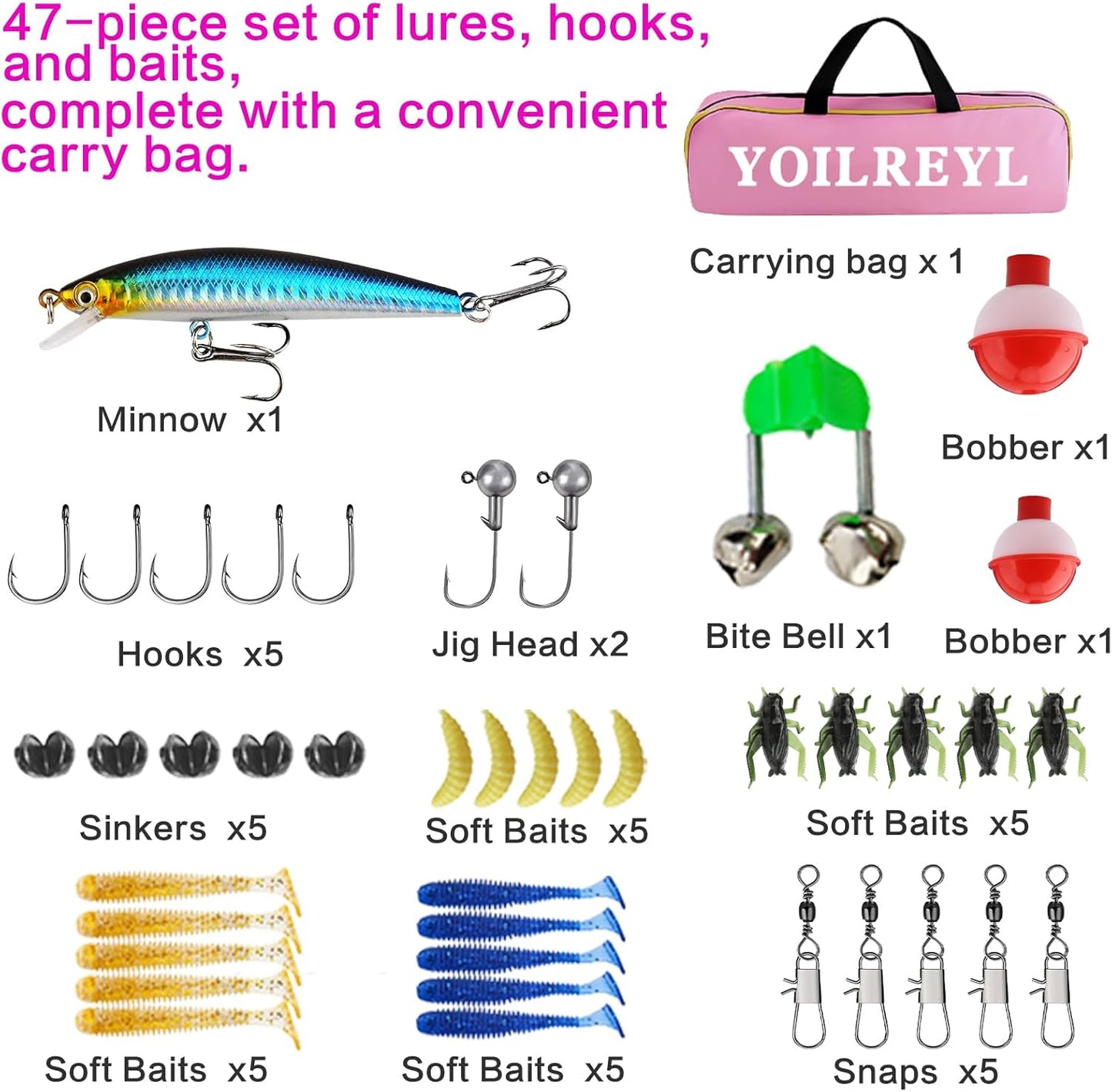 Collapsible Telescopic Fishing Rod and Reel Combo Push Button Small Fishing Pole Kit Beginner Youth Boys Fishing Starter Set Tackle