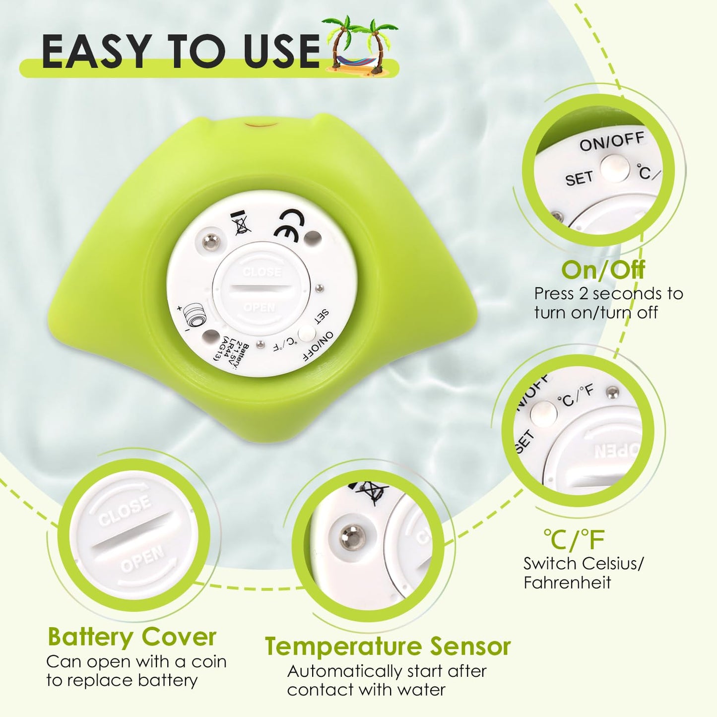 Baby Bath Water Thermometer - Floating Safety Toy for Bathtub With Temperature Warning - Room Thermometer for Infants, Toddlers, Girls, Boys, Newborn Kids