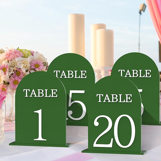 Arch Wedding Table Numbers 1-15 with Stands, 5" X 7" Double Sided Acrylic Wedding Sign Holders, Durable Non-Fading Table Number for Wedding Reception, Events, and Centerpieces
