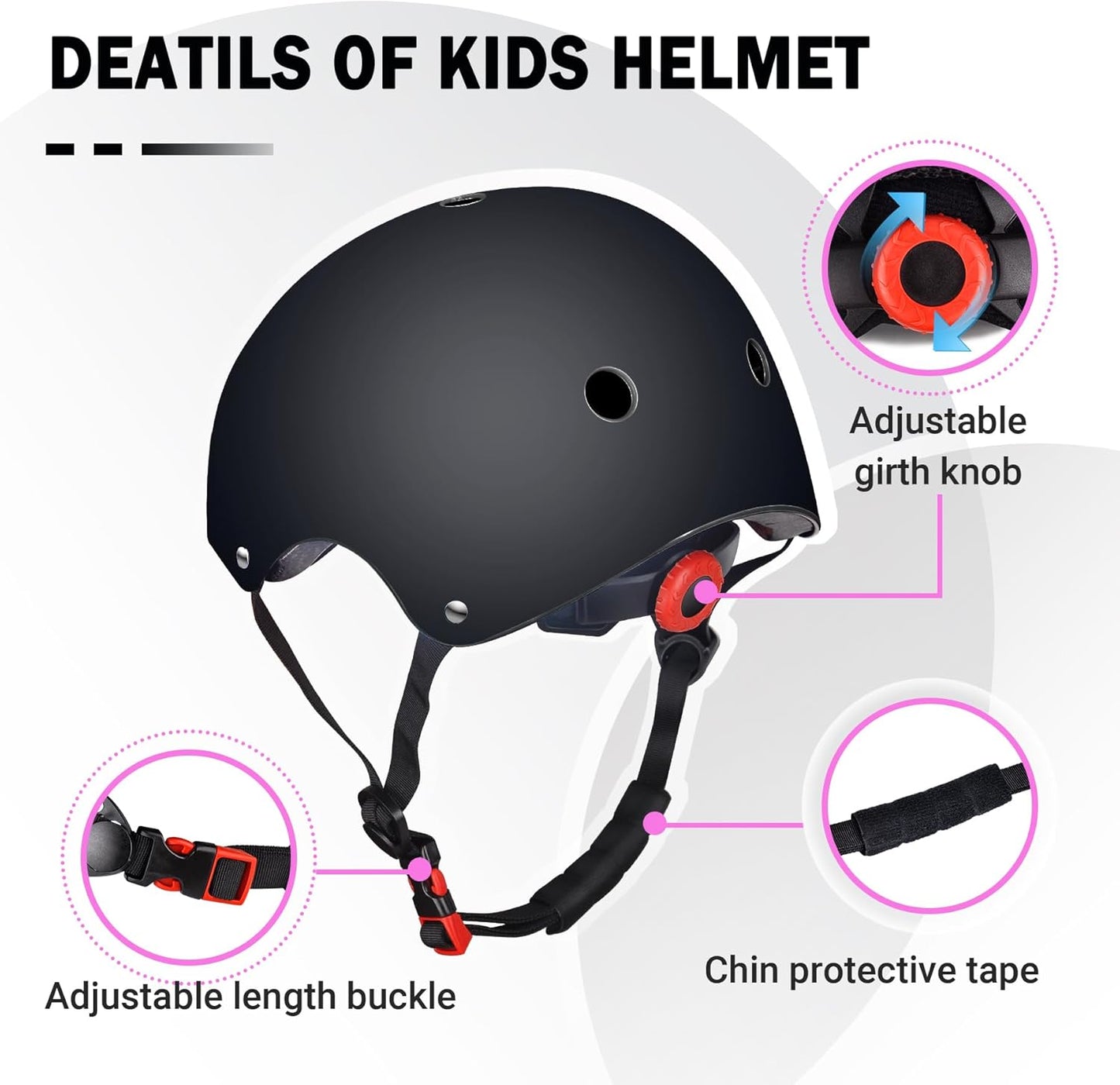 Kids Helmet for 2-3-5-8-14 Ages Girls and Boys, Ventilation and Impact Resistance Toddler Helmet for Multi-Sport Bicycle Scooter Inline Roller Skate and Skateboarding
