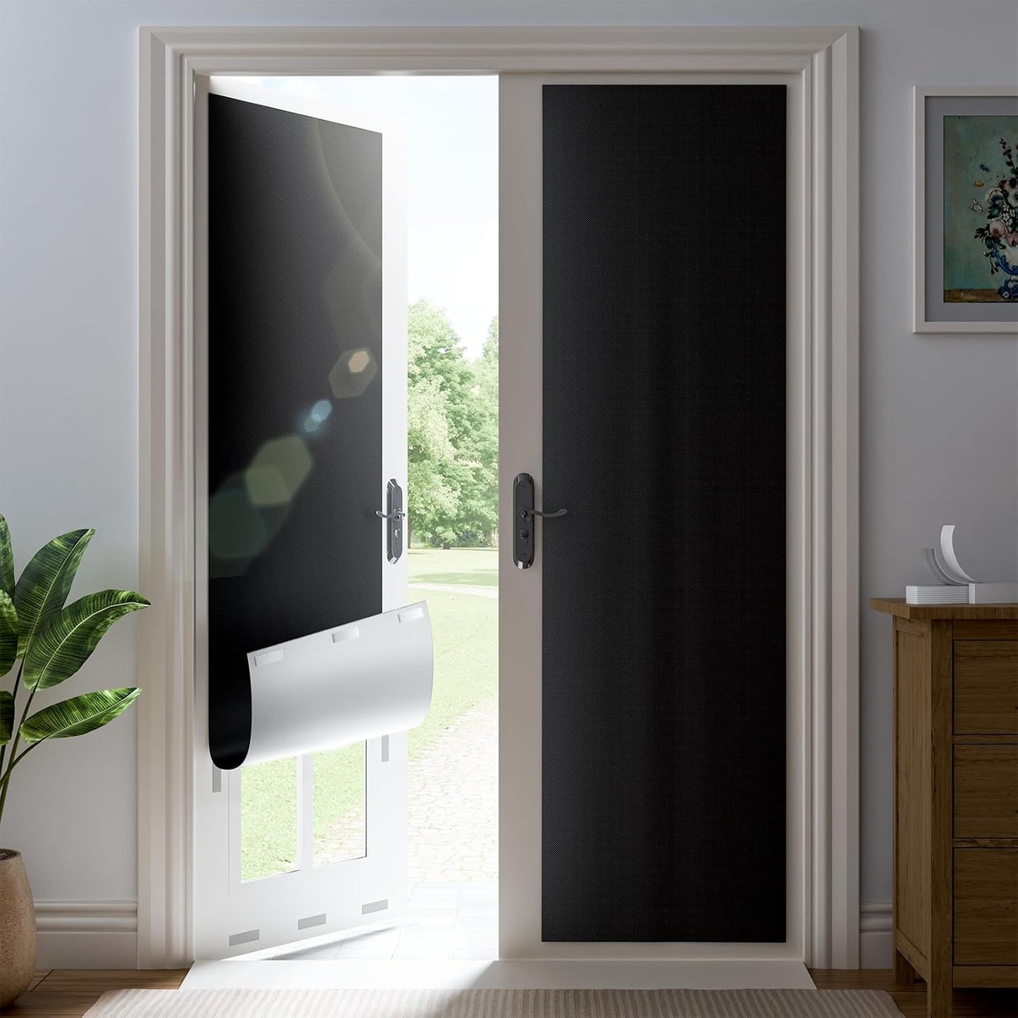 29" W x 72" L 100% Portable Blackout Curtains, Total Darkness No-Drill Black Out Window Cover,Temporary Blackout Shades with Hook & Loop Tape, for Bedroom, Nursery, Dorm, Travel (Black)
