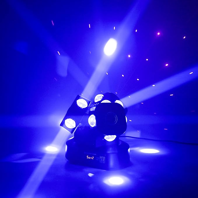 Moving Head DJ Light DMX 512 Strobe Lighting LED with Sound Activated Party RGBW Beam Lights Stage Lighting for Events DJ KTV Disco Wedding Concert Festival (12LED Stage Light w/Special Lights)