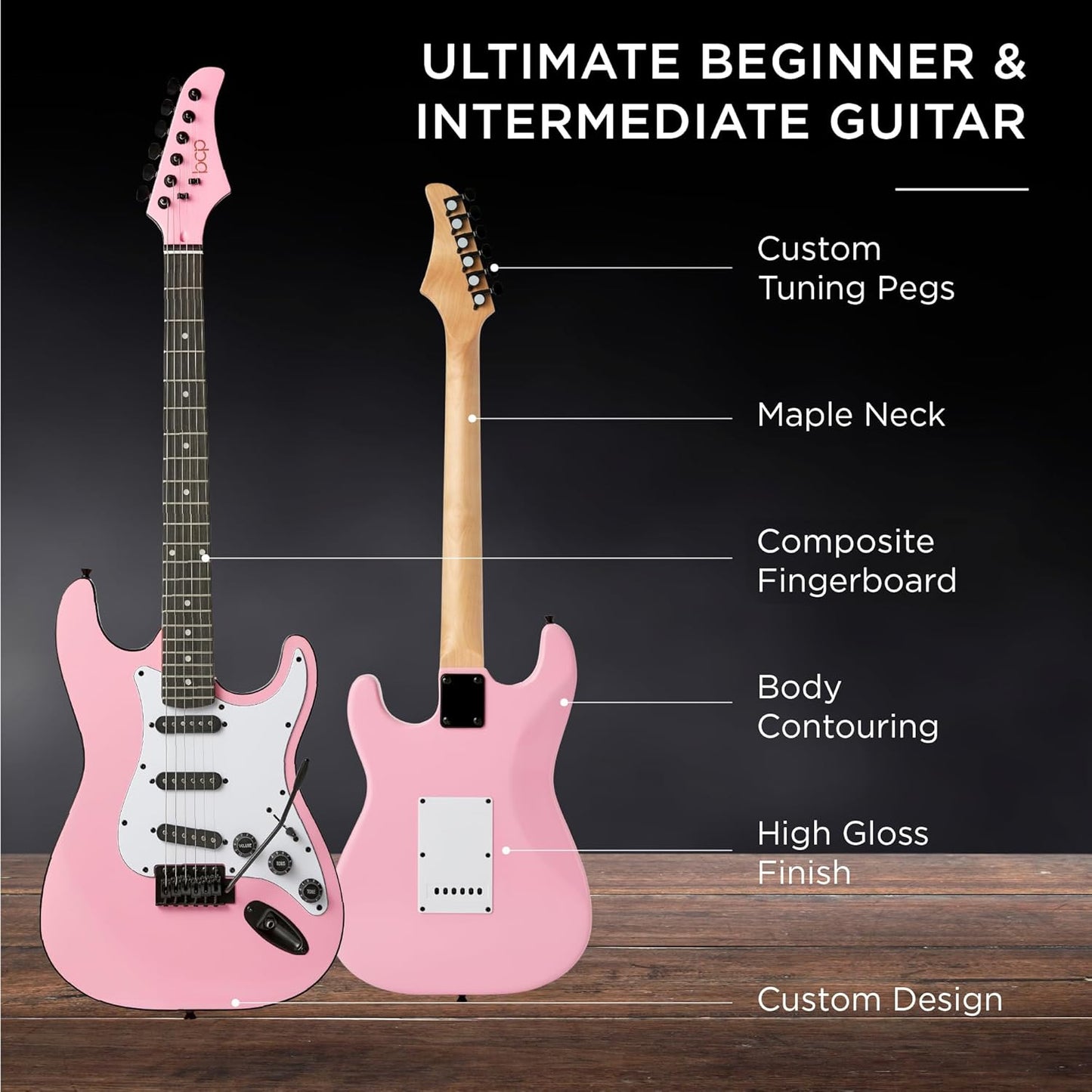 Best Choice Products 39in Full Size Beginner Electric Guitar Starter Kit w/Case, Strap, 11W Amp, Strings, Pick, Tremolo Bar - Pink