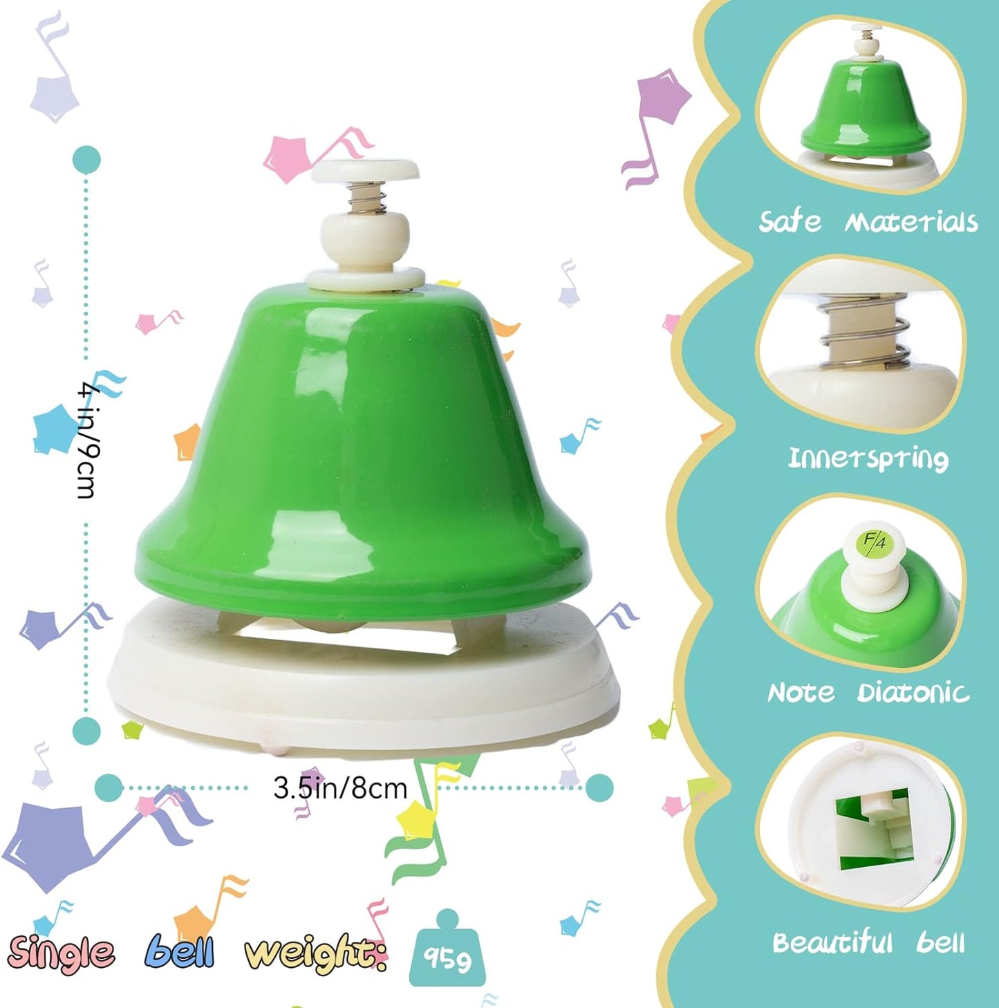 Desk Bells, Rainbow Diatonic Hand Bells for Kids with 17 Songbook & Musical Flash Cards, Toddler Preschool Musical Learning Toys, Boys & Girls Birthday Gift for 3-Year-Old and Over