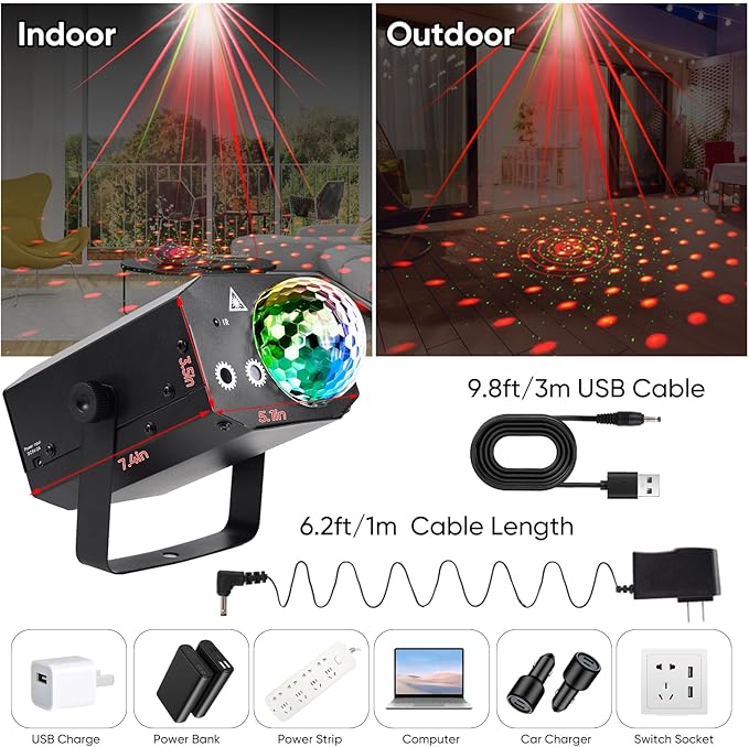 Party Lights DJ Disco Ball Light: LED Stage Laser Light with Sound Activated Remote 72 Patterns - RGB Strobe Lighting Projector for Parties Club Floor Bar Rave Christmas