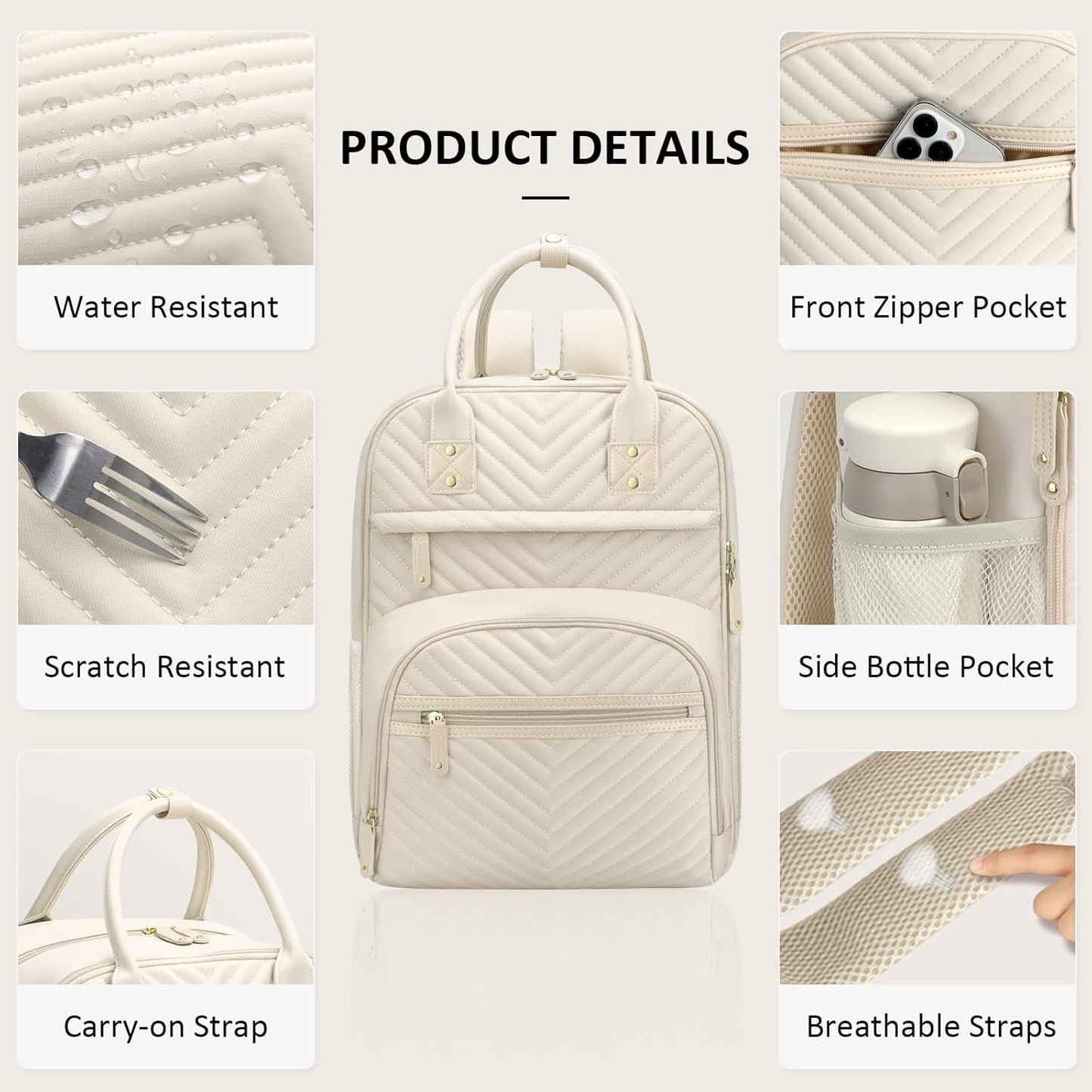 Diaper Bag Backpack for Women with Changing Pad, Baby Bag with Insulated Pockets Multifunctional Diaper Bags For Baby Girl Boy Waterproof Baby Bags For Boys Girls Maternity Bag Beige