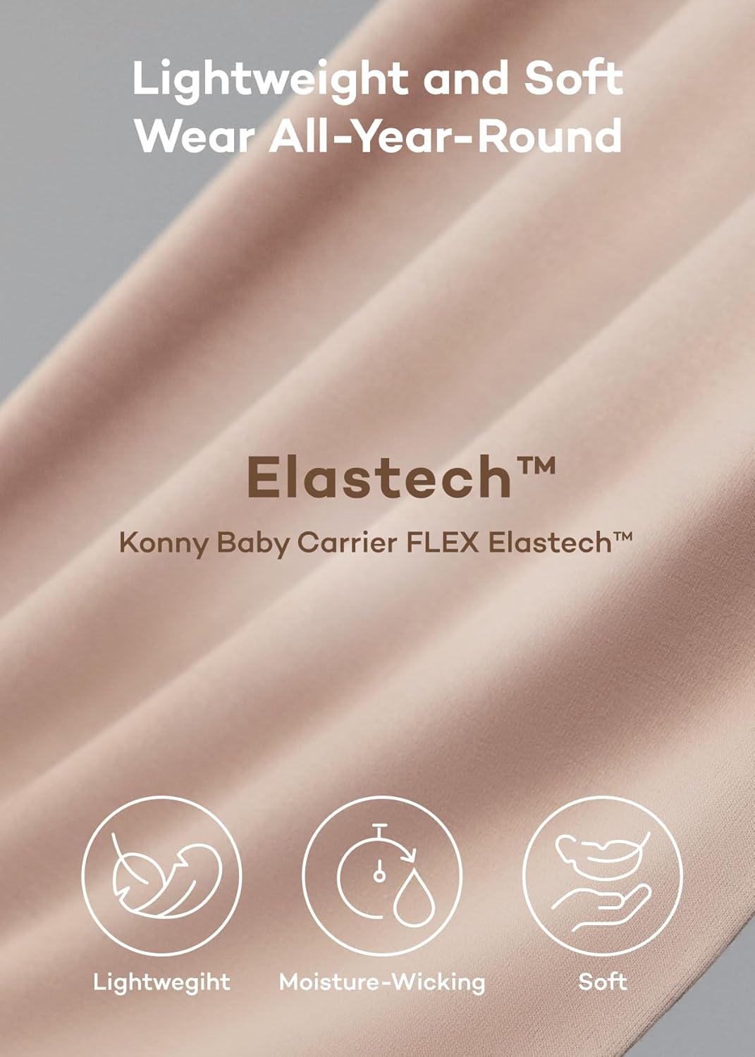 Konny Baby Carrier Flex SoftBreeze with Head Support - Adjustable, Easy to Wear Baby Wrap Sling, Perfect for Newborn Babies Essentials up to 44 lbs (XS-XL) - Charcoal