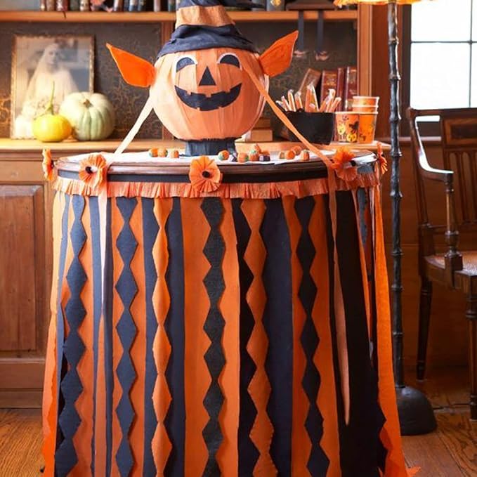 PartyWoo Orange Crepe Paper Streamers 4pcs 328ft Pack of Orange Crepe Paper Streamers for Thanksgiving Halloween Little Cutie Baby Shower Anniversary Autumn Luau Theme Birthday Party Decorations