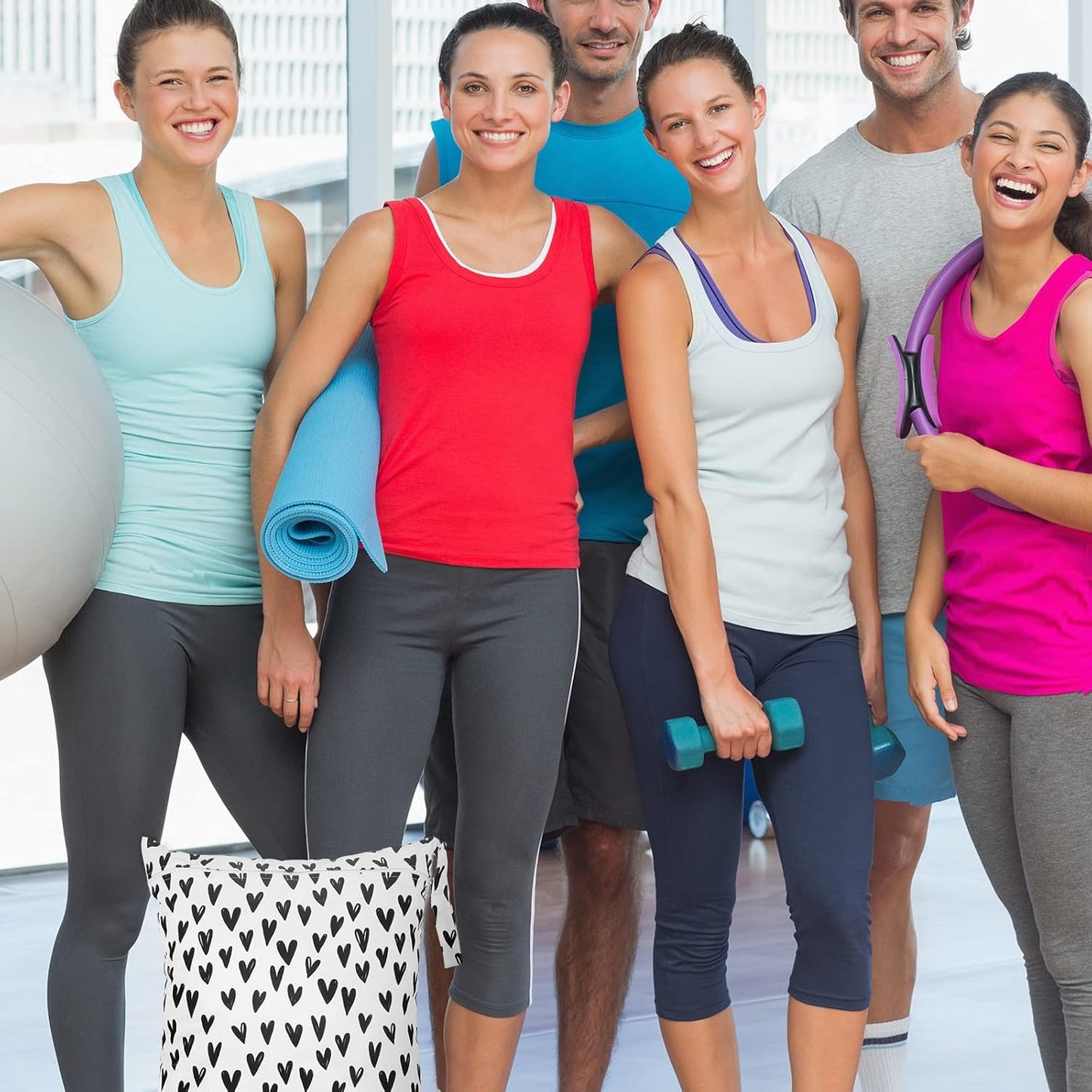 Shappy 2 Pcs Large Travel Laundry Bag Washable Waterproof Wet Dry Large Dirty Clothes Bag Bathing Workout(Solid Gray, Heart)