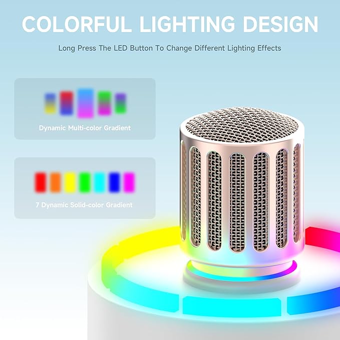 Wireless Microphones, Microphone with One-to-One Chip Connection, Controllable LED Lights, 40H Duration, 200FT Range Free Sing, Volume Control Microphone for Singing, Speech, Home Party, Youtube