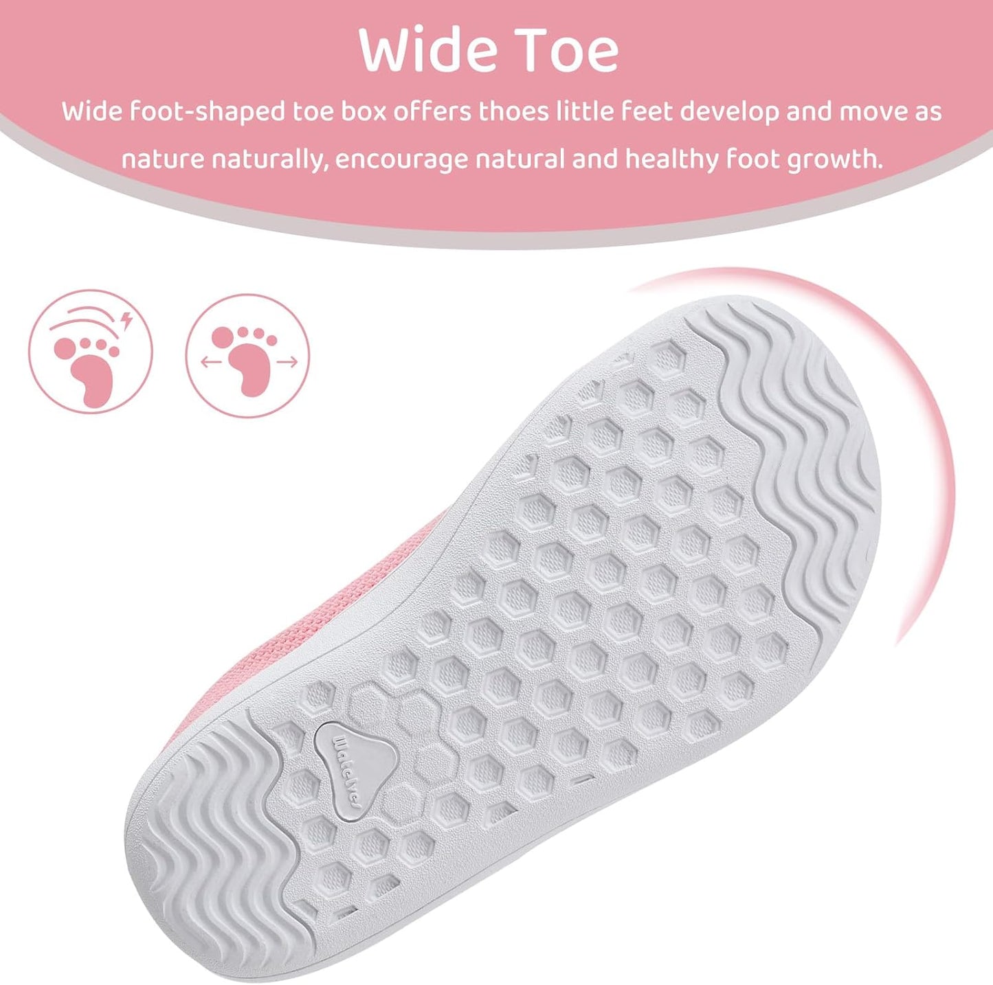 WateLves Toddler Little Kids Wide Barefoot Shoes The First Walking Shoes Girls Boys Breathable Zero Drop Minimalist Sneakers with Wide Toe Box Natural to Grow
