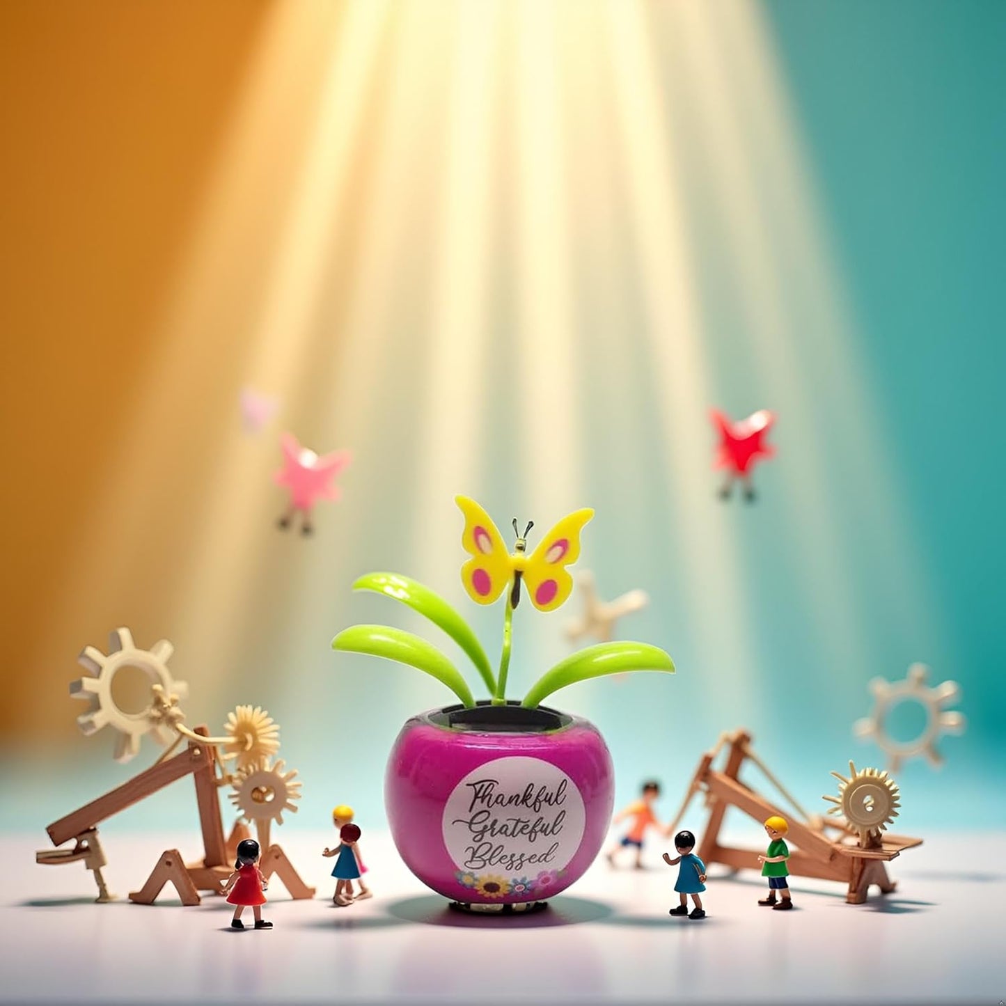 JJLFresheners Solar Flower - Solar-Powered Car Decoration - Physics Theme - Unisex - All Ages - Renewable Energy (Solar Power), Simple Machines