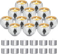 Luditek Disco Ball Candle Holders, 12 Pcs Mirror Silver Decor for Christmas Birthday Wedding NYE Party Decorations, Glass Votive with Tealights for Home Table Centerpiece, Gifts for Women