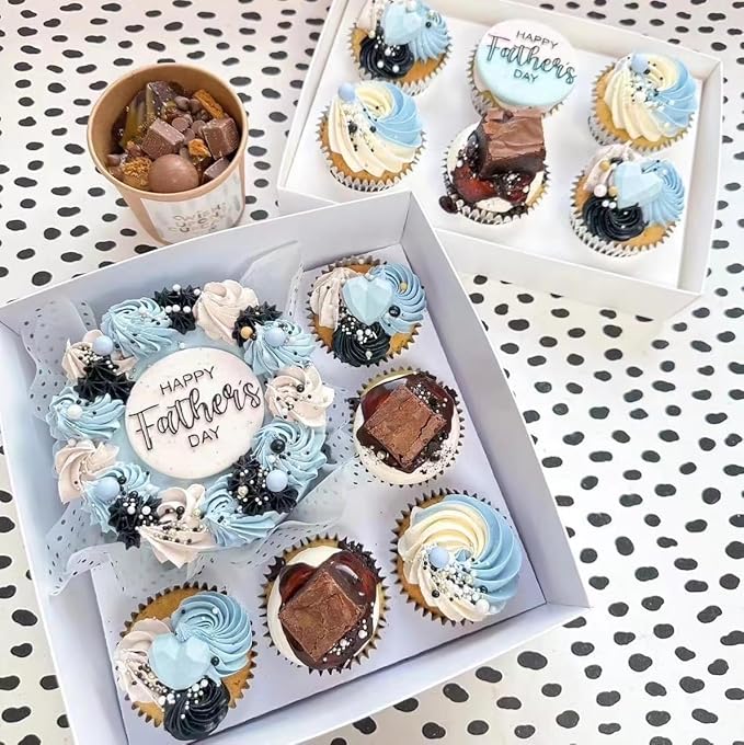 Bento Cake and Cupcake Box 4-inch Cake and 5 Cupcakes Box 10 Sets for Family Dinner Birthday Party Picnic Gift