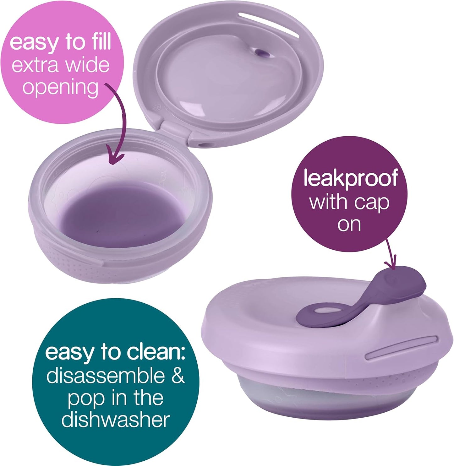 b.box Fill + Feed (Peony) | Reusable Baby Food Pouch | For Babies & Toddlers 4m+ | Silicone/Nylon Pouch, BPA-Free Lid | Dishwasher & Microwave Safe | 110mL (3.7oz, ½ Cup) Capacity