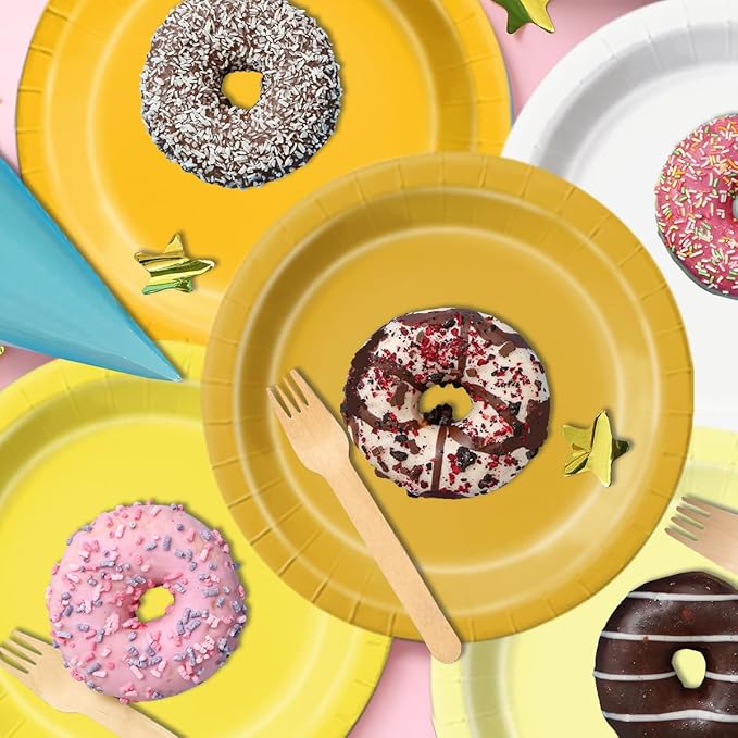 CMUSKO Yellow Birthday Decorations - 60pcs Light Yellow Plates and Napkin Gradient Disposable Tableware for Birthday,Baby Shower,Wedding