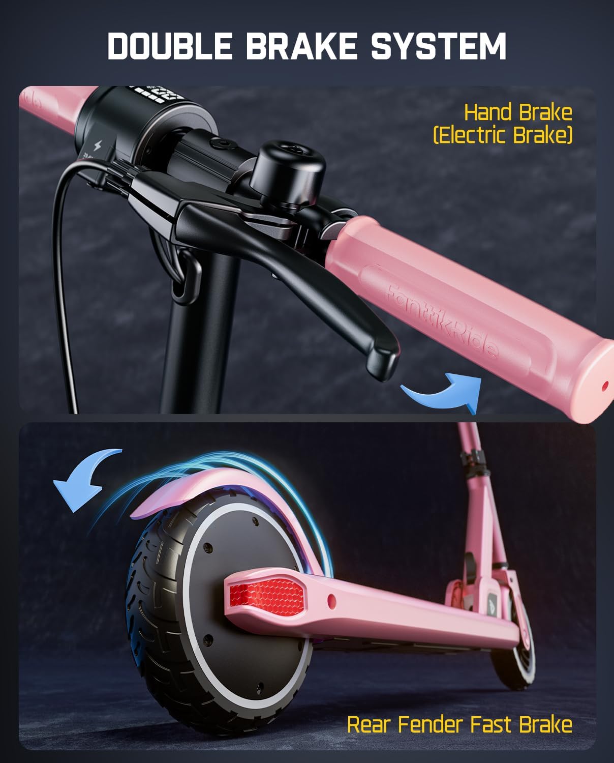 FanttikRide T9 Electric Scooter for Kids 4.3-5.6 ft, 7/10/12 MPH, LED Battery Level, Height Adjustable and Foldable, Electric Scooter for Kids, for Teenager, Up to 40 mins