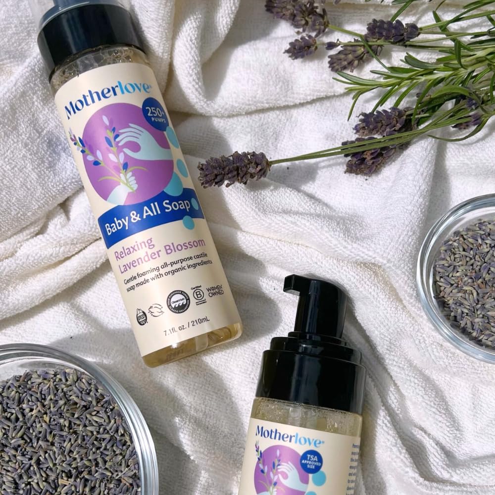 Motherlove Baby & All Soap (7.1 oz) Gentle Foaming All-Purpose Castile Soap Made with Organic Ingredients – Relaxing Lavendar Blossom