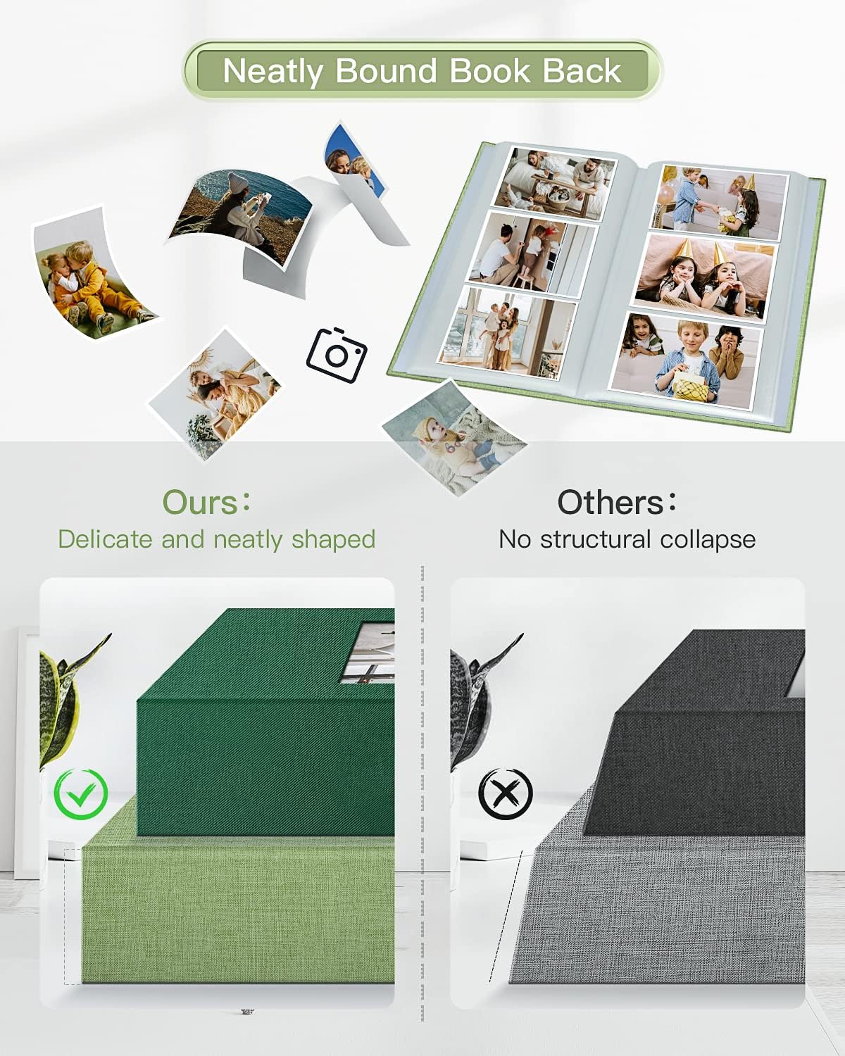 popotop Photo Album 4x6-300 Photos Linen Cover Photo Books with 300 Horizontal Pockets,Slip-in Picture Albums for Family Wedding Anniversary Baby Vacation Pictures