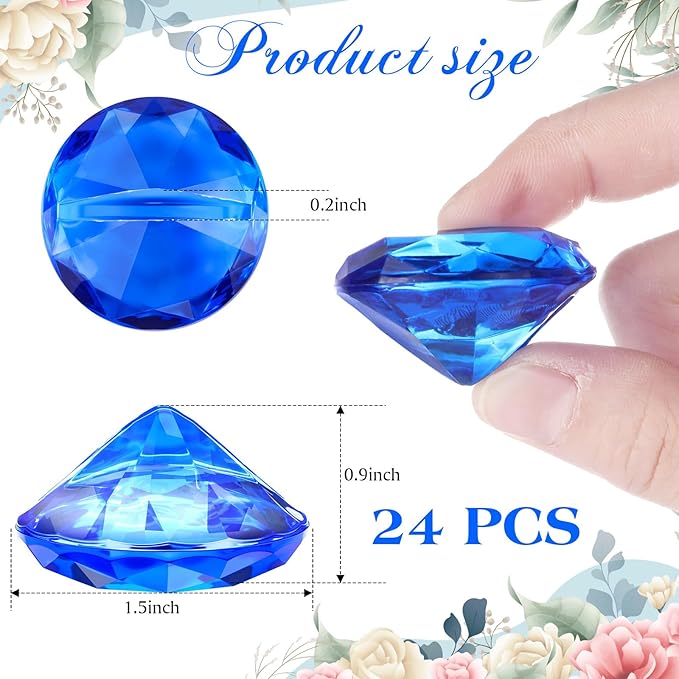 Boao 24 Pack Diamond Place Card Holders Acrylic Table Number Holder Card Stands Crystal Diamond Party Decorations Favor for Weddings Home Table(Dark Blue)