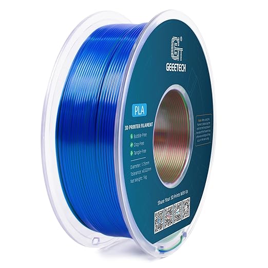 Geeetech Silk PLA Tri Color Filament 1.75mm 3D Printer Filament, Coextrusion Red Blue Green Tri-Colors Metal-Like Shiny Silk PLA Filament, 1kg (2.2lbs) 1 Spool, Dimensional Accuracy +/- 0.02 mm