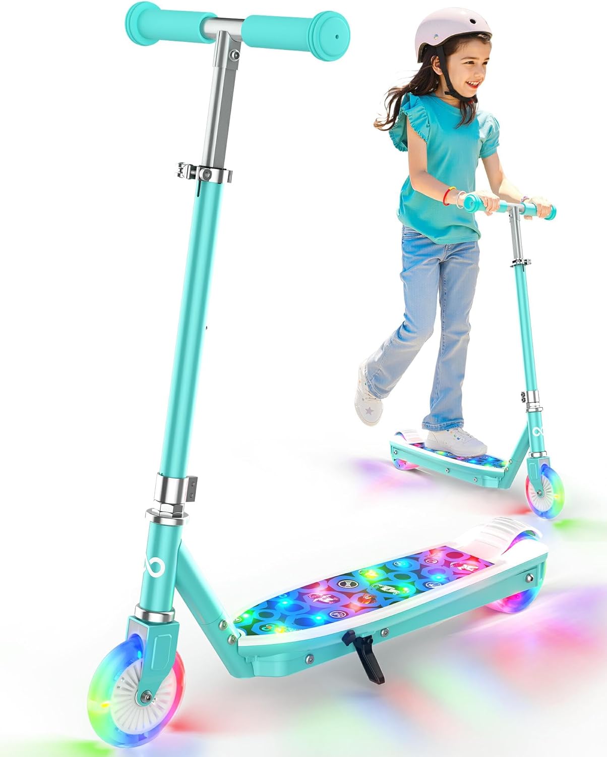 Gyroor Kids Electric Scooter with LED Lights – 2-Level Adjustable Handlebar, 5 MPH Safe Speed, Foot Sensor Start, Rear Brake, 2-Hour Charge, 121 lbs Max Load, for Boys & Girls Ages 6-12