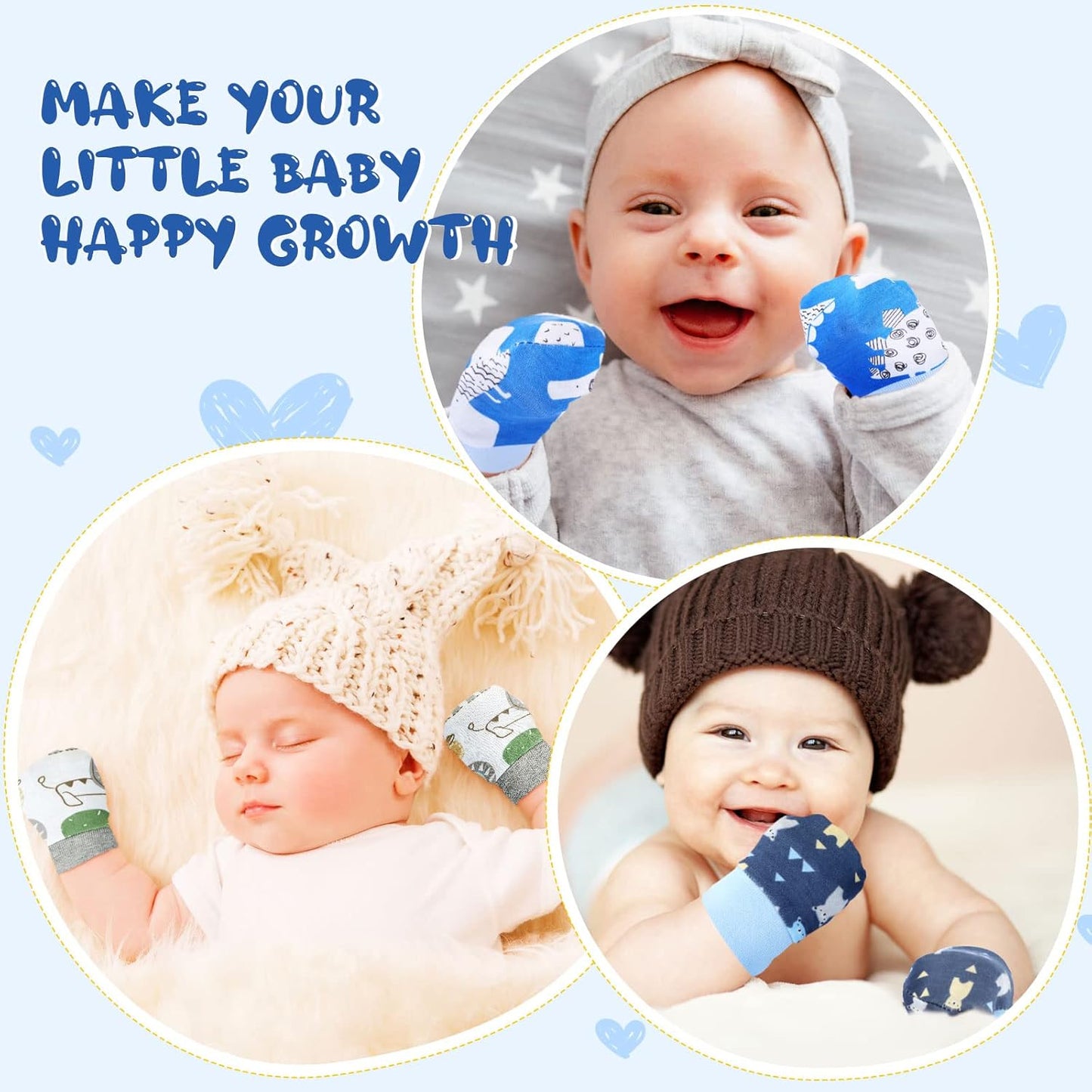 6 Pairs Newborn Baby Mittens No Scratch Gloves Infant Toddler Anti Scratch Essentials Unisex Cotton for 3-9 Months Girls Boys (Gray Series, Cool)