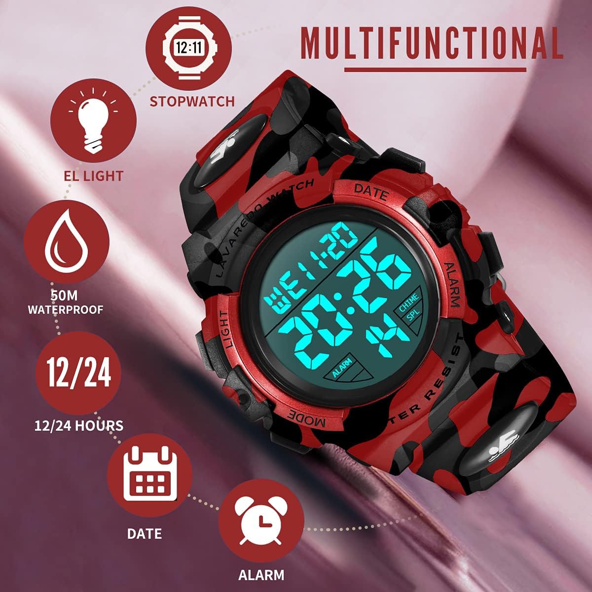 Kids Watch,Boys Watch for 3-15 Year Old Boys,Digital Sport Outdoor Multifunctional Chronograph LED 50 M Waterproof Alarm Calendar Analog Watch for Children with Silicone Band,Kids Gift