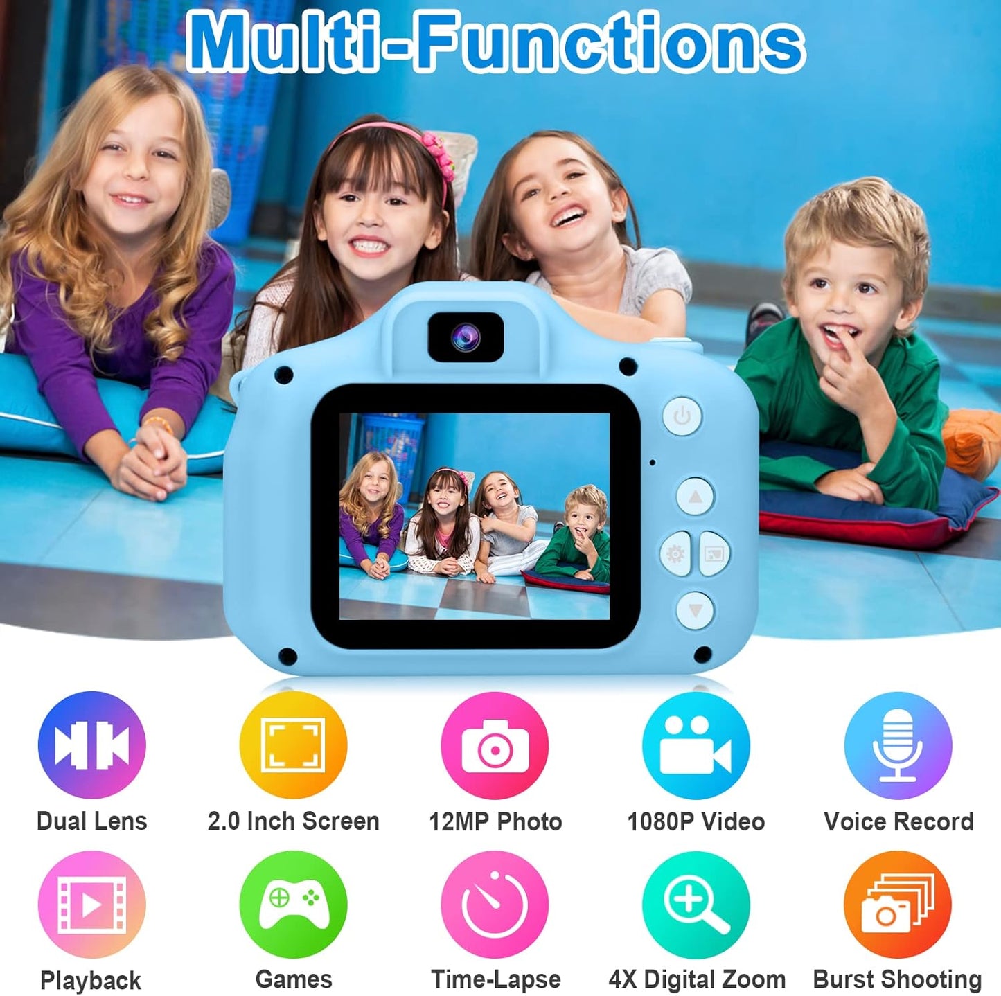GKTZ Toys for Girls Age 3-8, Kids Camera Digital Video Toddler Camera Children Camcorder Birthday Gifts for 3 4 5 6 7 8 Year Old Girls with 32GB SD Card