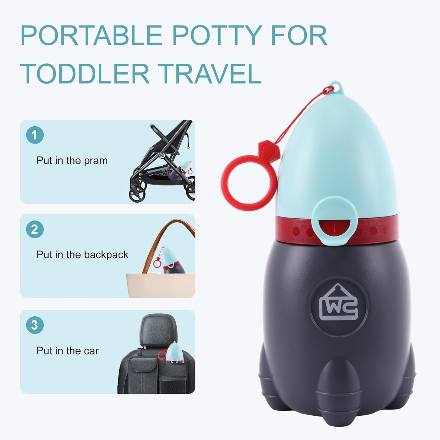 Travel Urinal for Kids,Rocket Toys Portable Emergency Urinal for Toddler,Light and Easy to Carry,Suitable for Car,Travel,Camping and Children's Urinal Potty Training(Quiet Blue)