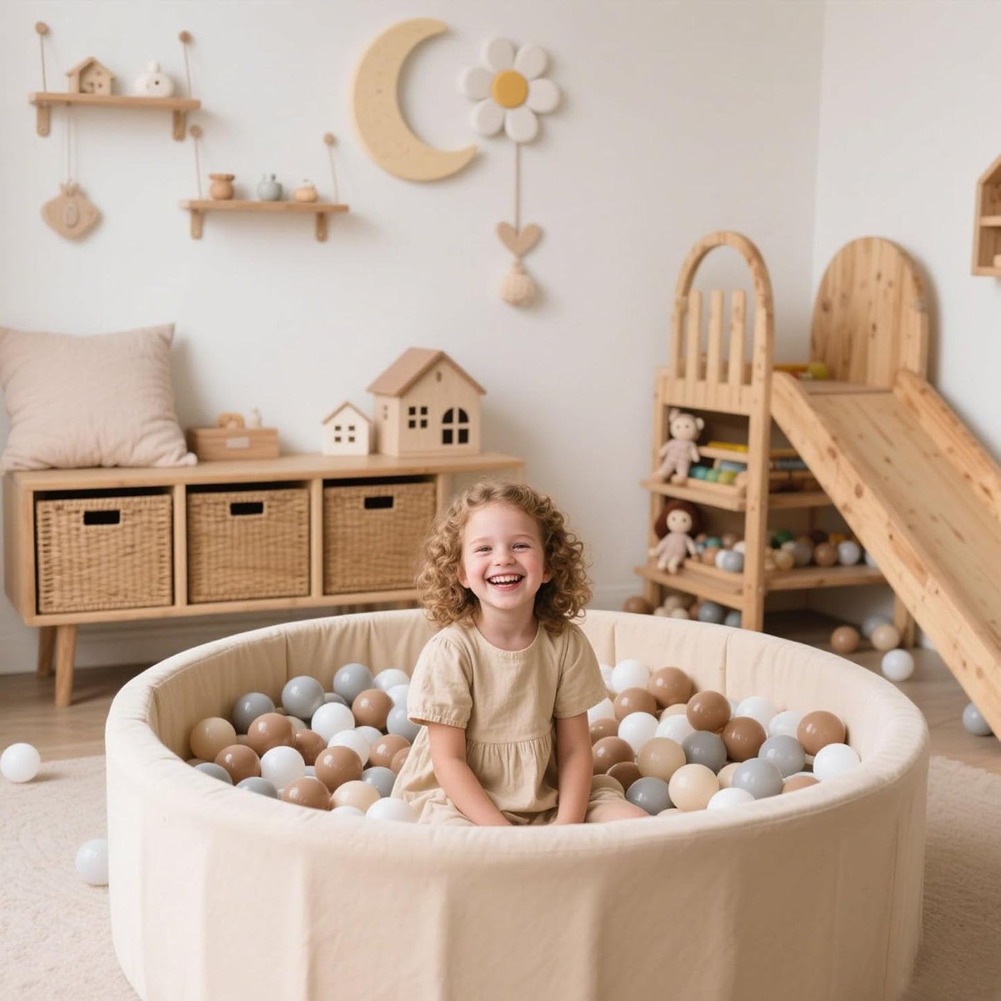 GOGOSO Balls for Ball Pit - Plastic Ball for Toddlers 1-3, Baby Kids Ball Pool Decoration 50 100 200 300 500 1000 (Grey+Coffee+ Beige+White, 200 Balls)