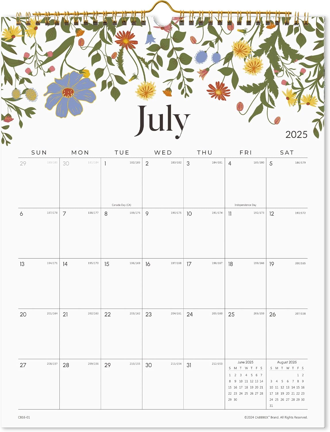 Wall Calendar 2025-2026, Floral Design Wall Calendar with Thick Paper, 18 Months Runs from July 2025 - December 2026, 12" x 15", Twin-Wire Binding, Perfect for Planning