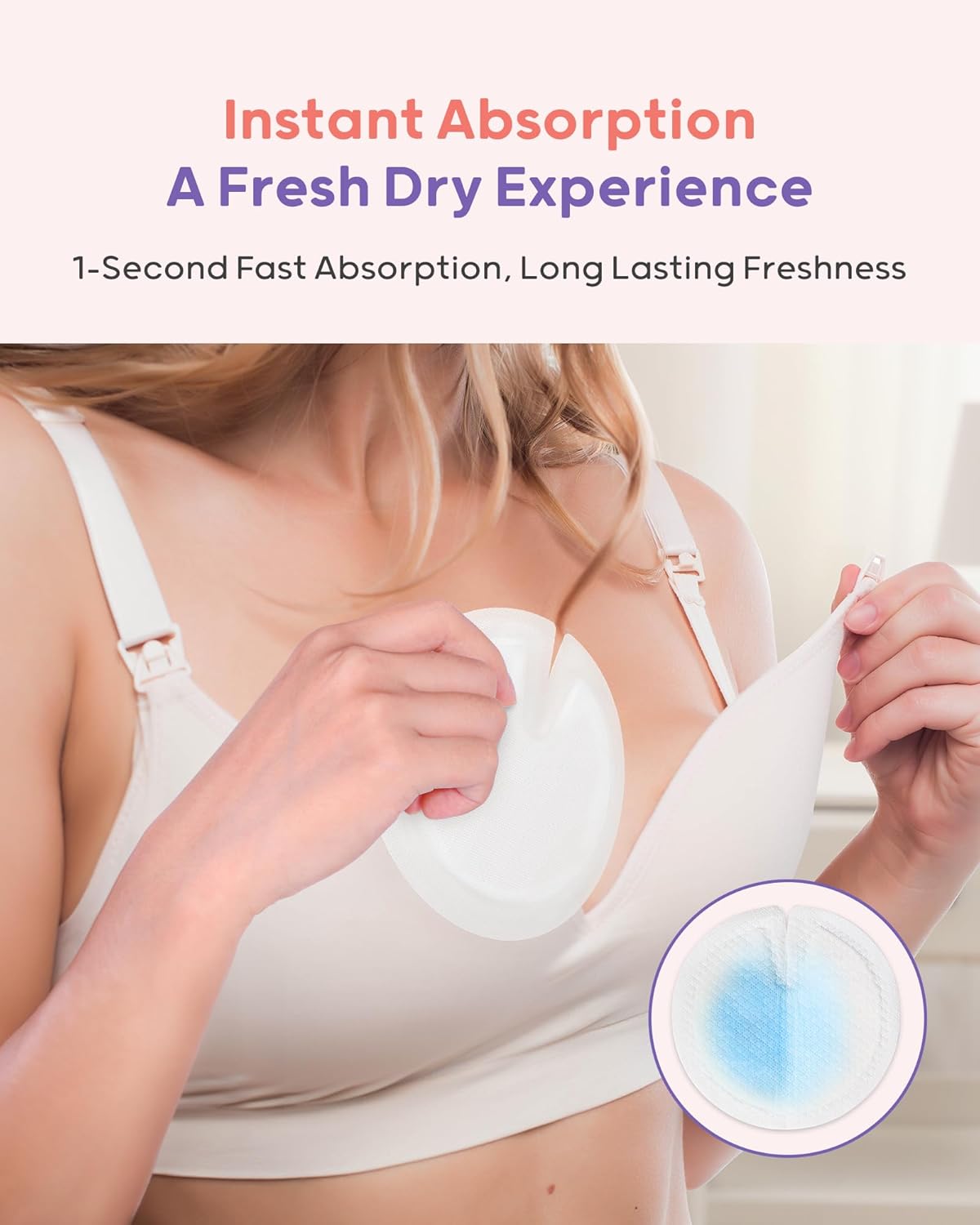 Nuliie Super Absorbent & Featherlight Disposable Nursing Pads 100 Count, Stay Dry, Soft & Breathable Breast Pads for Leaking Milk, Leakproof, Individually Packaged Breastfeeding Essentials for Moms