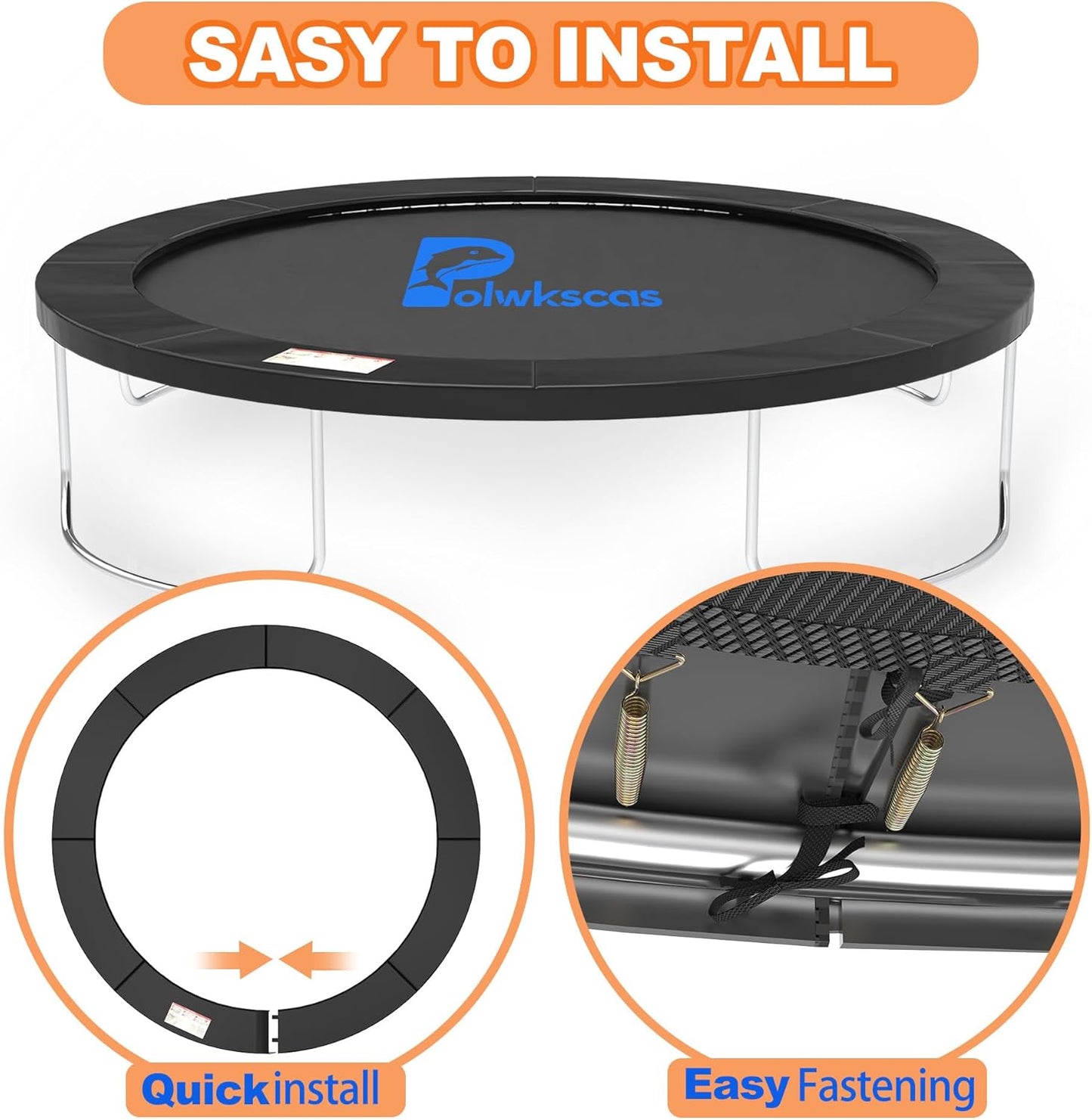 Trampoline Pad 10ft 12ft 14ft 15ft 16ft Trampoline Replacement Safety Pad, Waterproof and Tear-Resistant Safety Spring Cover Round Frame Pad, Trampoline Pad Replacement