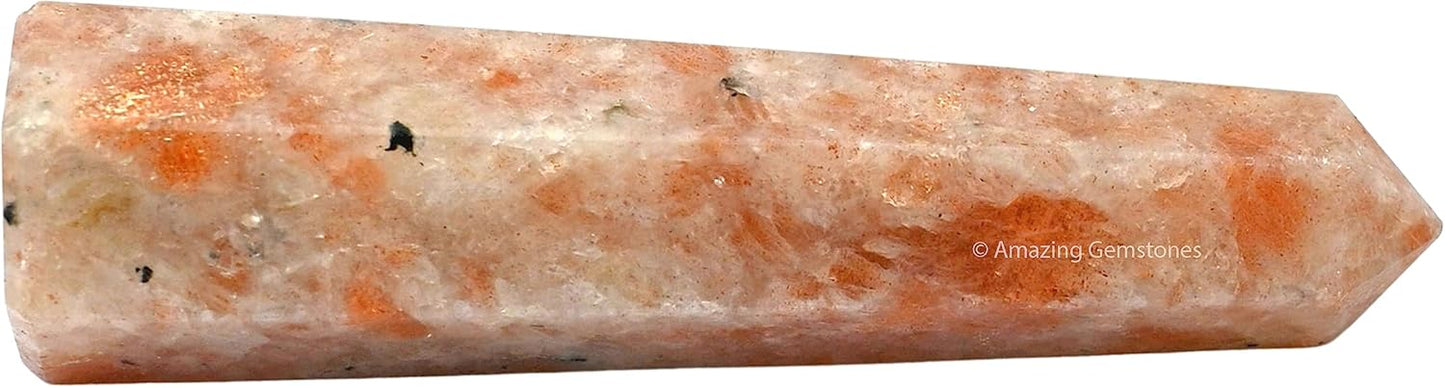 Amazing Gemstone Sunstone Crystal Towers - Natural Healing Crystal Point Obelisk for Reiki Healing and Crystal Grid (3 Inch)