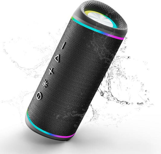 Bluetooth Speaker with HD Sound, Portable Wireless, IPX5 Waterproof, Up to 20H Playtime, TWS Pairing, Bluetooth 5.3, for Home, Party, Beach, Outdoor, Electronic Gadgets, Birthday Gift (Black)