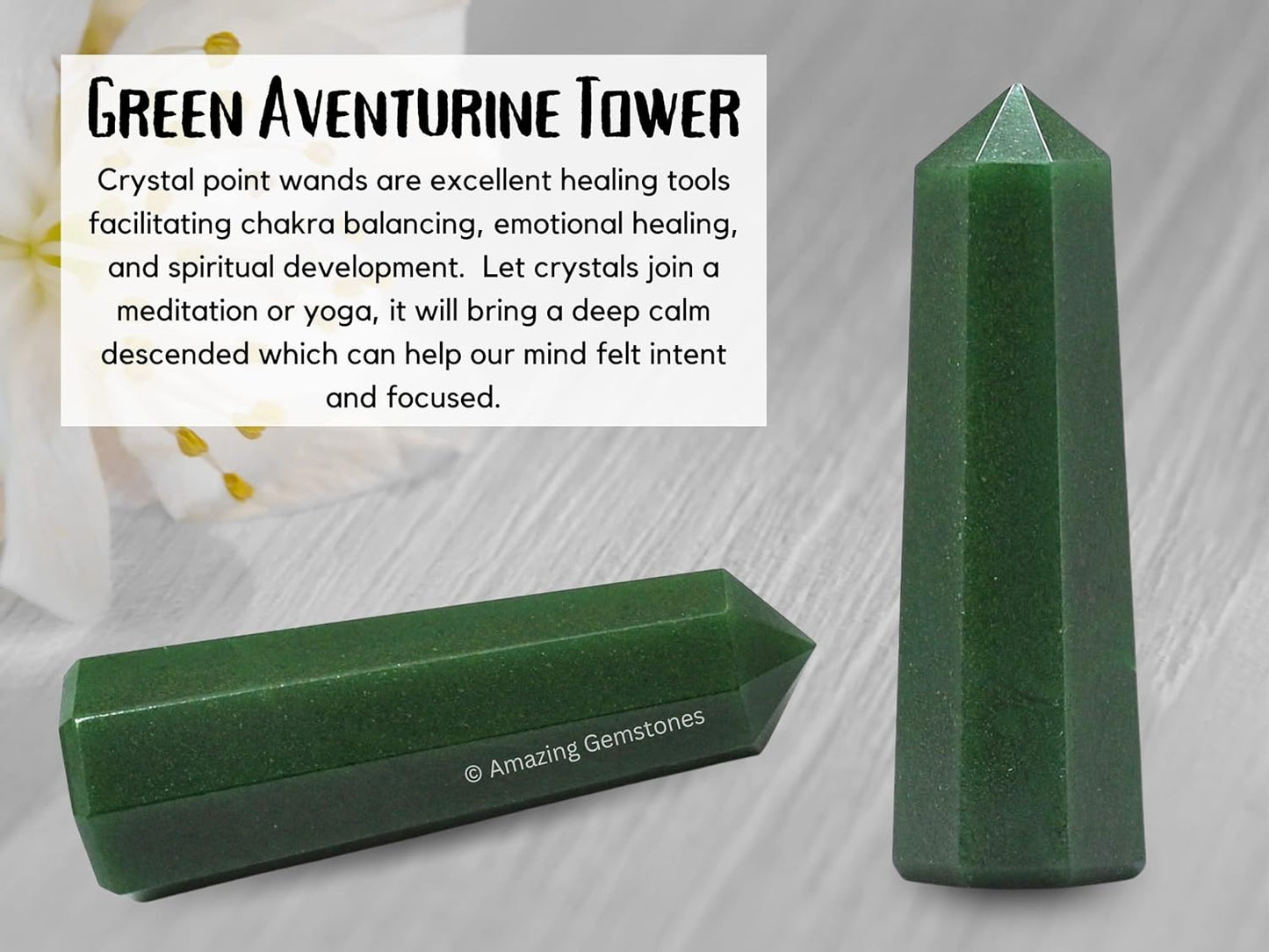 Amazing Gemstone Green Aventurine Crystal Towers ~ Natural Healing Crystal Point Obelisk for Reiki Healing and Crystal Grid (3- Inch)