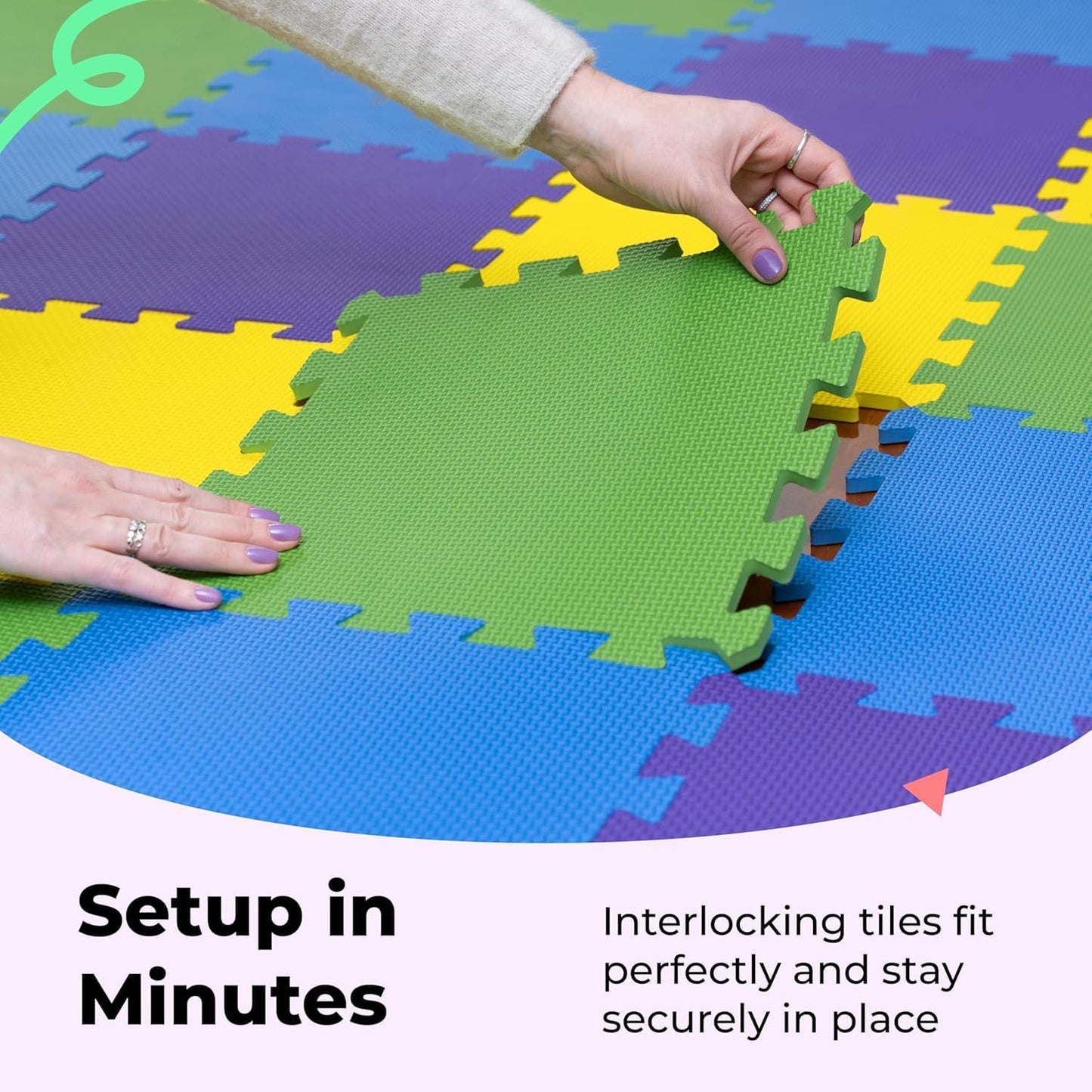 MioTetto Foam Floor Tiles for Kids - Non-Toxic Comfortable Baby Play Mat and Interlocking Foam Tiles, Fits with 74x74 Playpen Mat for Crawling & Development, Soft Play Mat for Babies 6-12 Months
