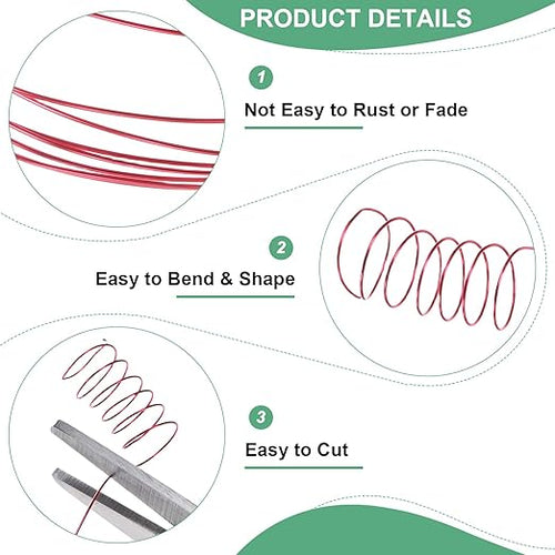 0.2mm Jewelry Wire, 32 Gauge 328FT Craft Wire Copper Beading Wire for Jewelry Making/Planting/Weaving/DIY Crafting, Soft Metal Wires [100M, Red]