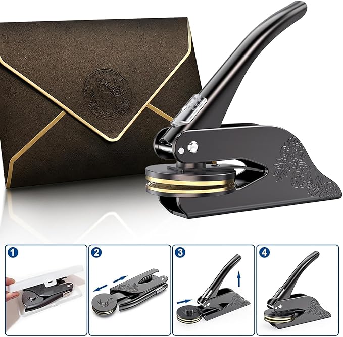 Book Embosser Personalized - Embosser Stamp Custom for Book, Cards, Paper, Napkins, Perfect for Book Lovers, Personal Library and Wedding, A Thoughtful Gift for Any Occasion - Flower 02