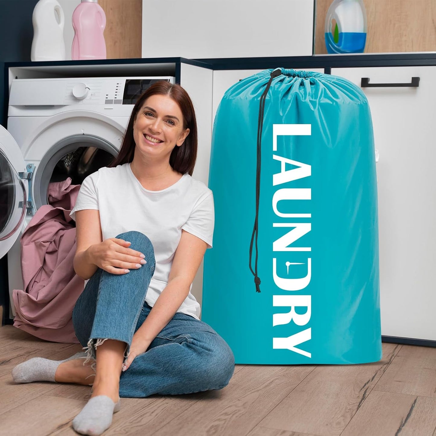 Sylfairy Laundry bags, 2 Pack Travel Laundry Bag for Dirty Clothes with Drawstring, Heavy Duty Laundry Bag for Traveling Camping, Easy Fit a Laundry Hamper or Basket Travel Essentials