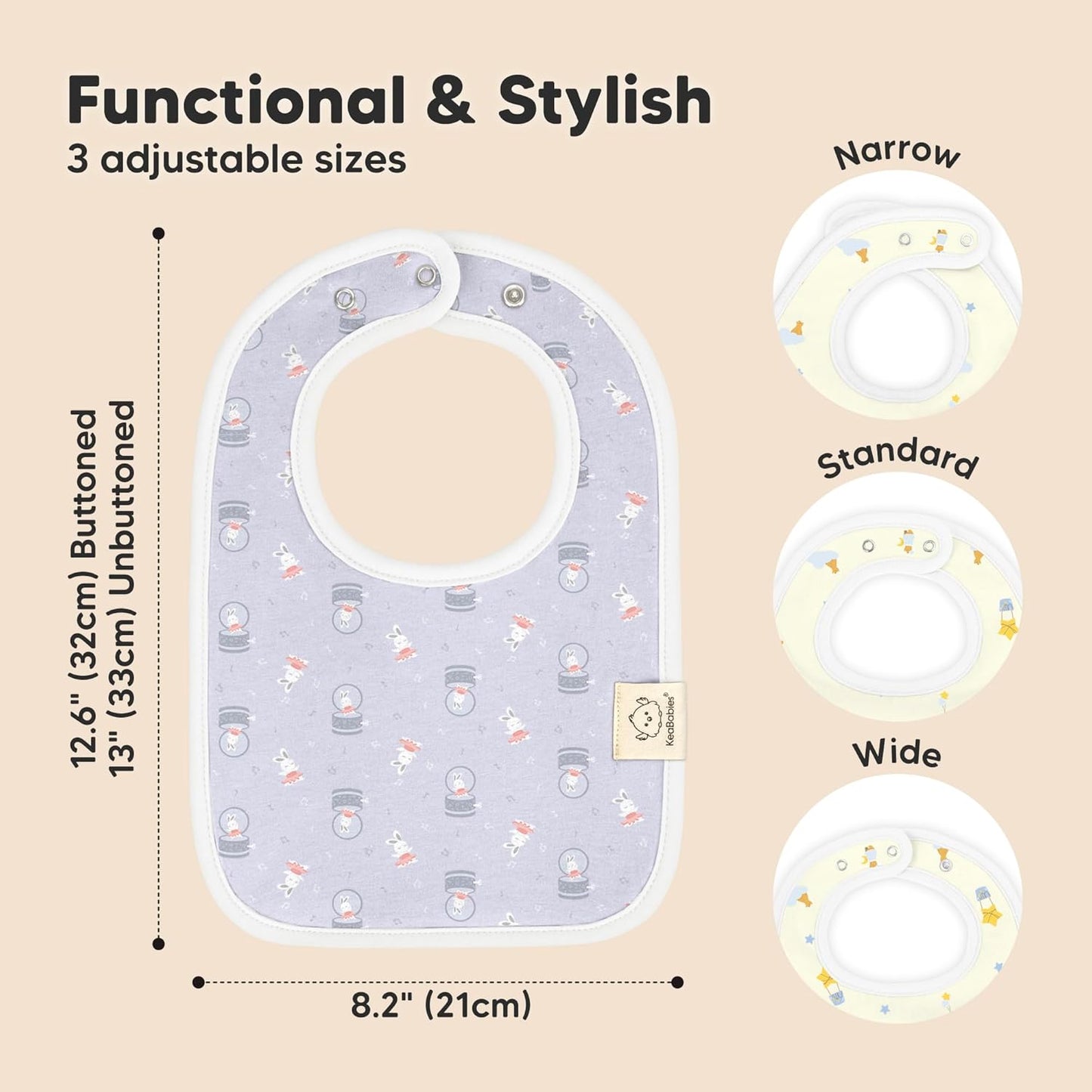 KeaBabies 8-Pack Organic Baby Bibs for Boys, Girls - Super Absorbent Cotton Drool Bibs for Baby Girl & Boy, Teething Toddler, Drooling Newborn, Ultra Soft & Machine Washable (Dreamers)