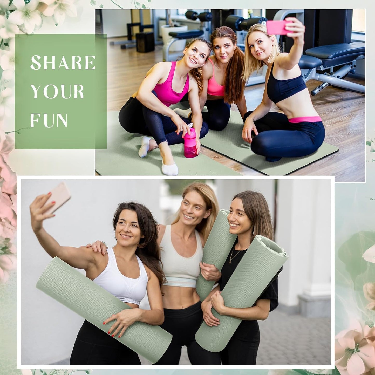 Timgle 6 Pack Yoga Mats Bulk Non Slip Exercise Yoga Mat Thick Anti Slip Tear Resistant Sports Gym for Fitness Stretching Home Workout and Studio