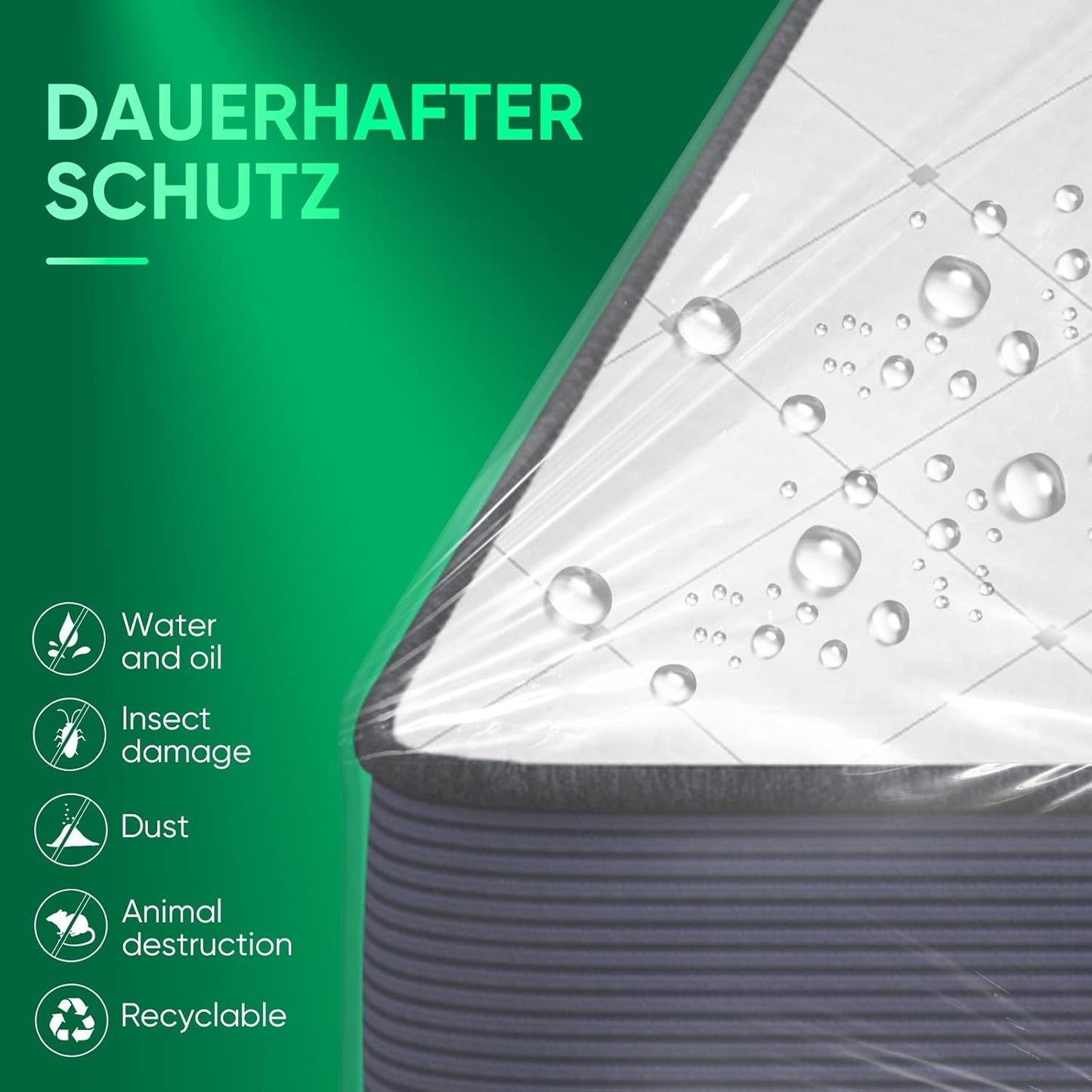 ZCHENBS® – Mattress Bags for Moving and Storage,Mattress Bag with Zippers,5 Mil Ultra-Thick Bed Bag,Waterproof,Anti-Tear,Heavy-Duty Mattress bag (Tansparent/Green, Full/Full XL-(2 Pack))