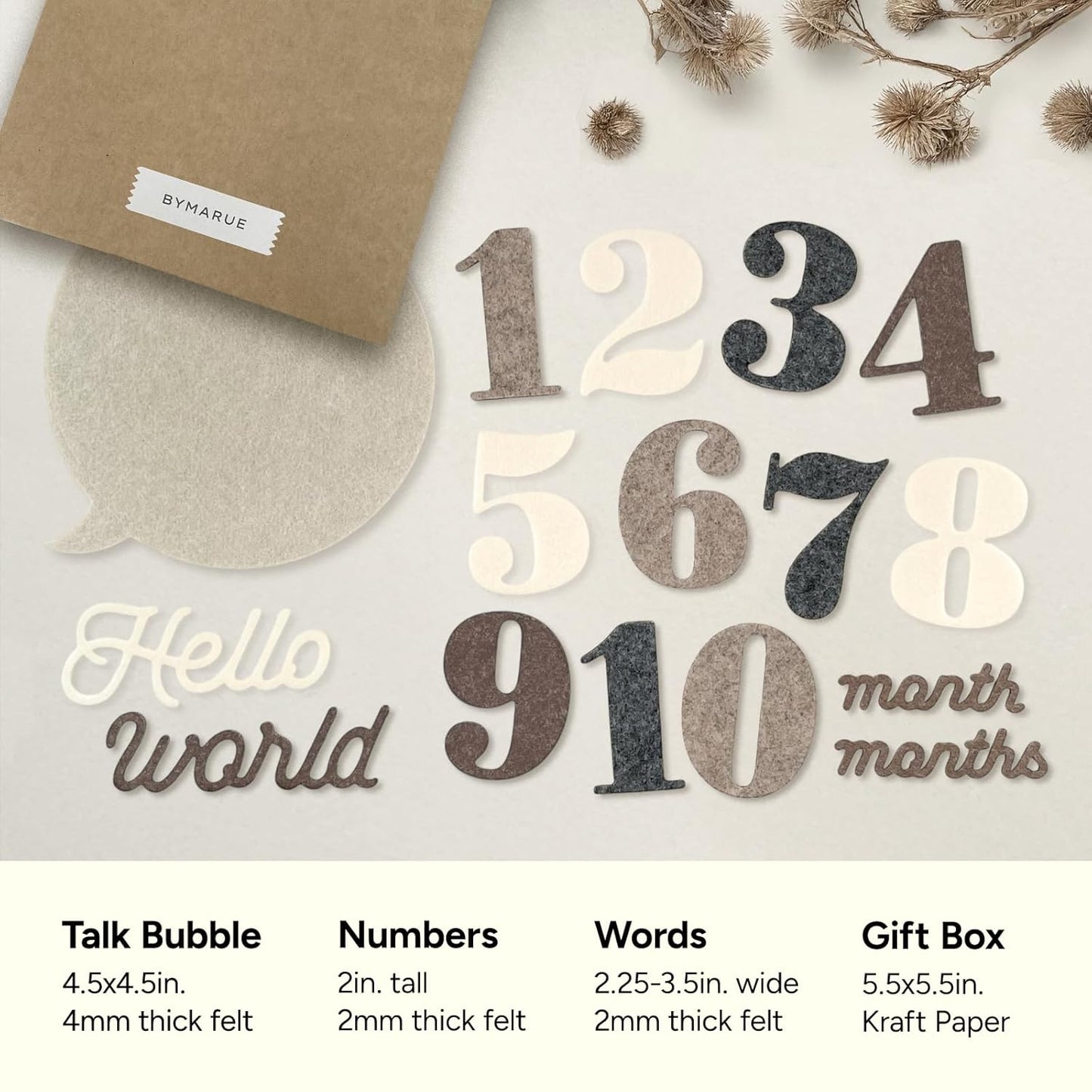 Felt Speech Bubble Baby Monthly Milestone Signs, First Year Baby Photo Prop | Birth Announcement, Growth Tracking, Gender Neutral Baby Shower, Newborn Gift (Neutral)