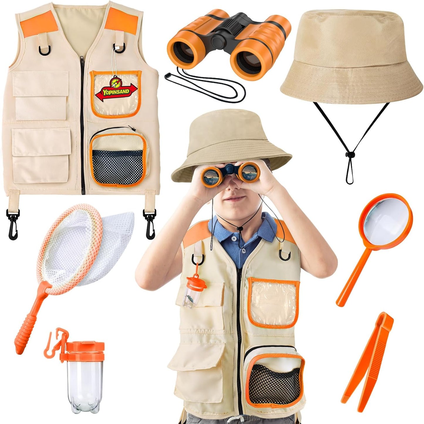 Kids Explorer Kit & Bug Catcher Kit, Kids Camping Gear for Kids, Outdoor Exploration Set with Vest & Hat, Ideal Outdoor Camping Adventure Toys for Ages 3 4 5 6 7 8 Boys Girls